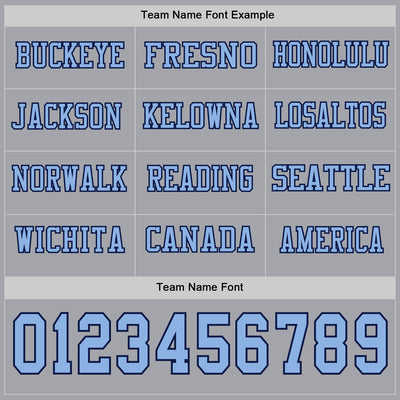 Custom Gray Light Blue-Navy Long Sleeve Authentic Football Jersey