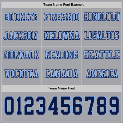 Custom Gray Navy-Light Blue Long Sleeve Authentic Football Jersey