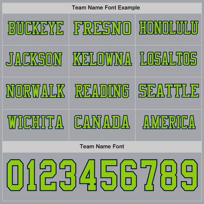 Custom Gray Neon Green-Navy Long Sleeve Authentic Football Jersey