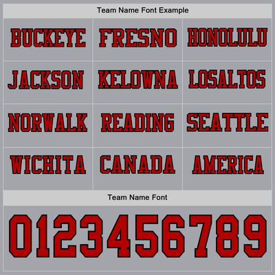 Custom Gray Red-Black Long Sleeve Authentic Football Jersey