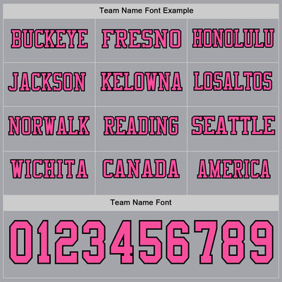 Custom Gray Pink-Black Long Sleeve Authentic Football Jersey