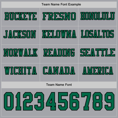Custom Gray Kelly Green-Black Long Sleeve Authentic Football Jersey