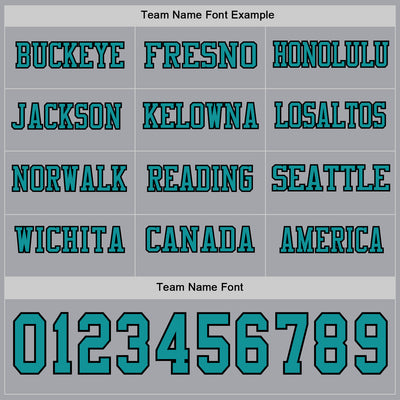 Custom Gray Teal-Black Long Sleeve Authentic Football Jersey