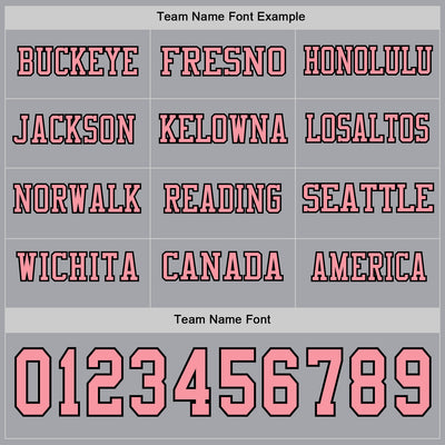 Custom Gray Medium Pink-Black Long Sleeve Authentic Football Jersey