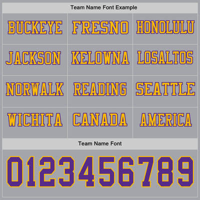 Custom Gray Purple-Gold Long Sleeve Authentic Football Jersey