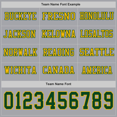 Custom Gray Green-Gold Long Sleeve Authentic Football Jersey