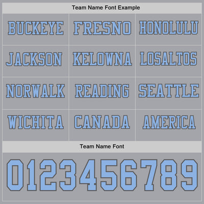 Custom Gray Light Blue-Steel Gray Long Sleeve Authentic Football Jersey