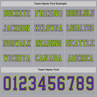 Custom Gray Purple-Neon Green Long Sleeve Authentic Football Jersey