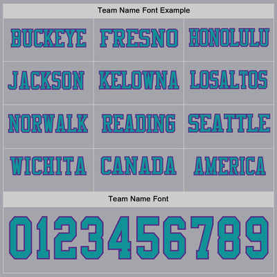 Custom Gray Teal-Purple Long Sleeve Authentic Football Jersey