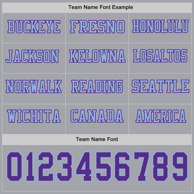 Custom Gray Purple-Light Blue Long Sleeve Authentic Football Jersey