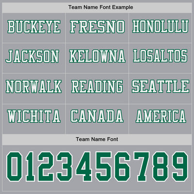 Custom Gray Kelly Green-White Long Sleeve Authentic Football Jersey