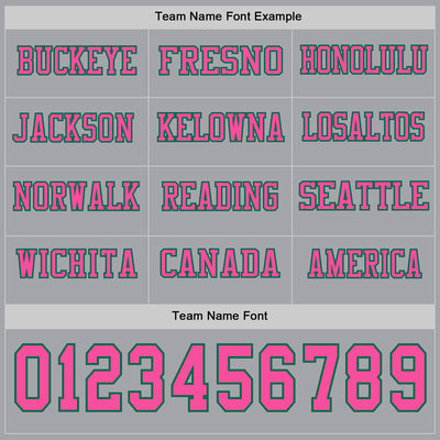 Custom Gray Pink-Kelly Green Long Sleeve Authentic Football Jersey