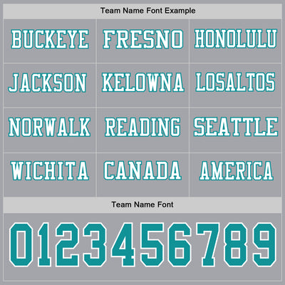 Custom Gray Teal-White Long Sleeve Authentic Football Jersey