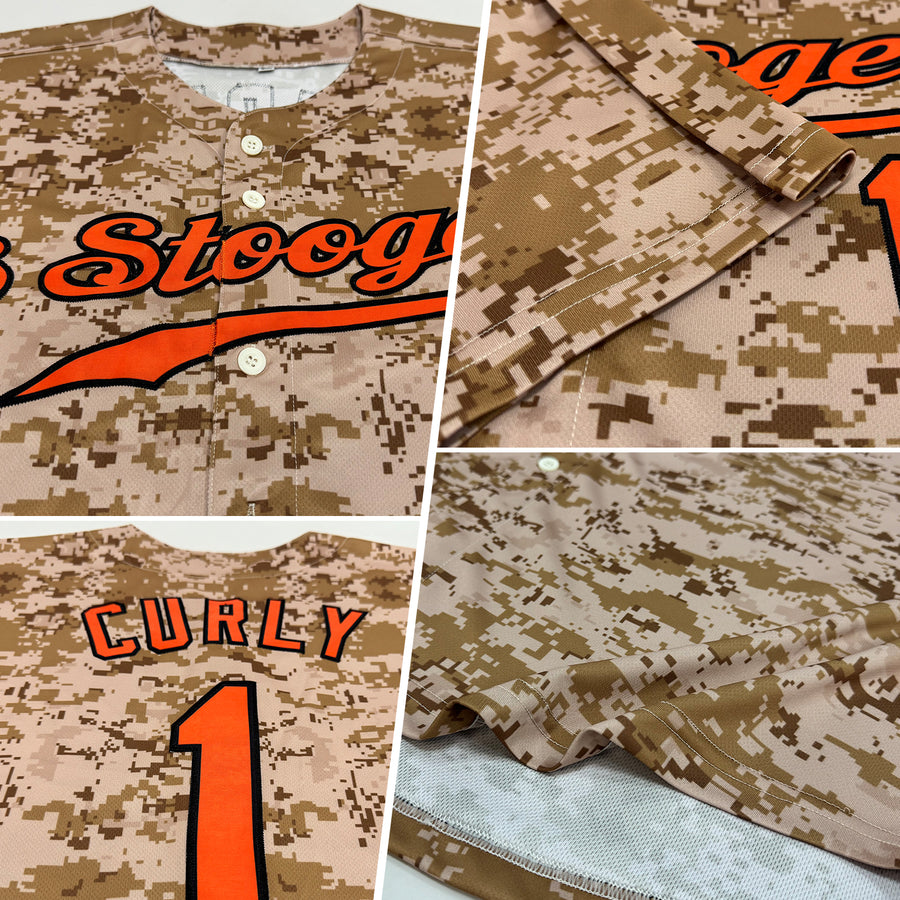 Custom Camo Orange-Black Authentic Salute To Service Baseball Jersey