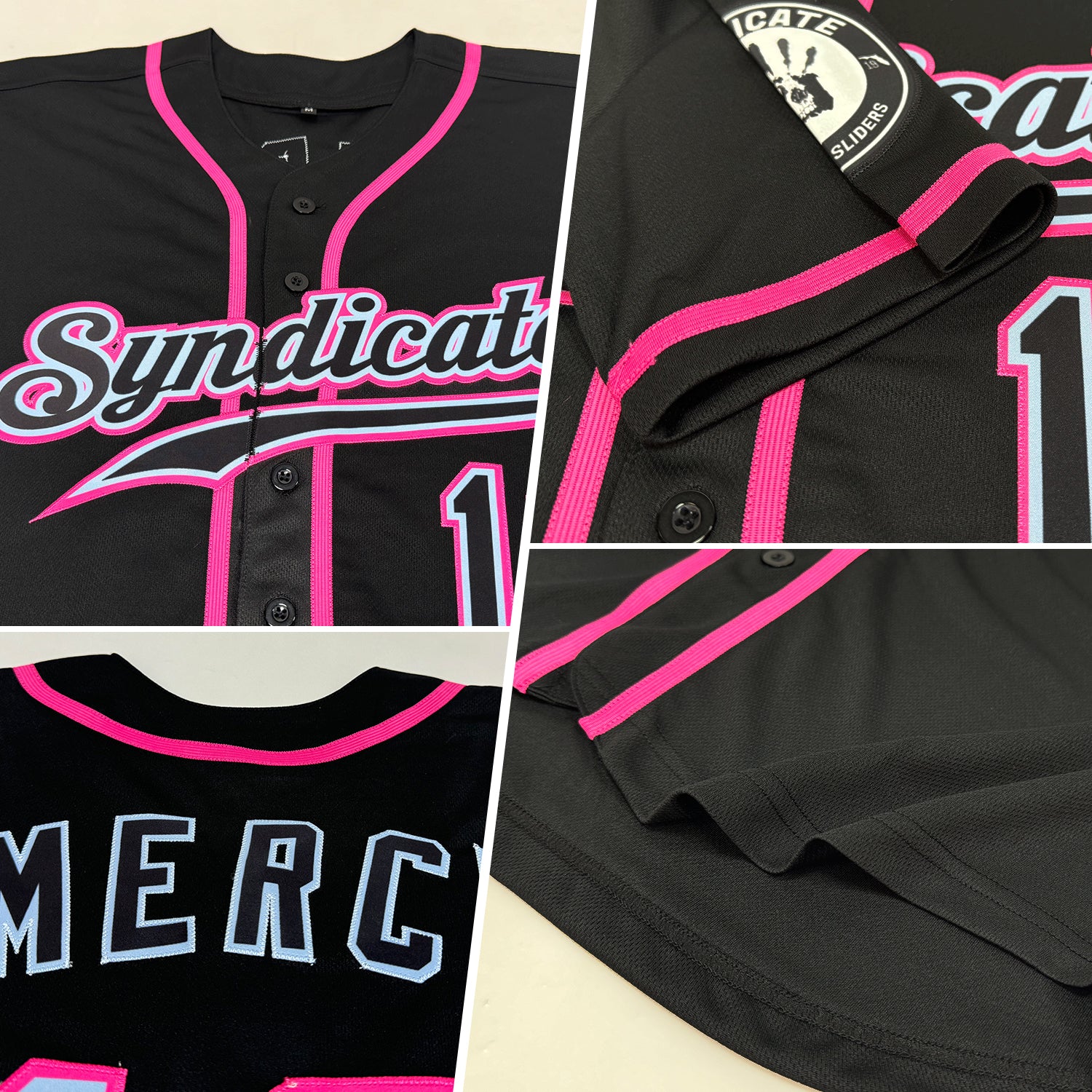 Custom Black Black-Pink Authentic Baseball Jersey