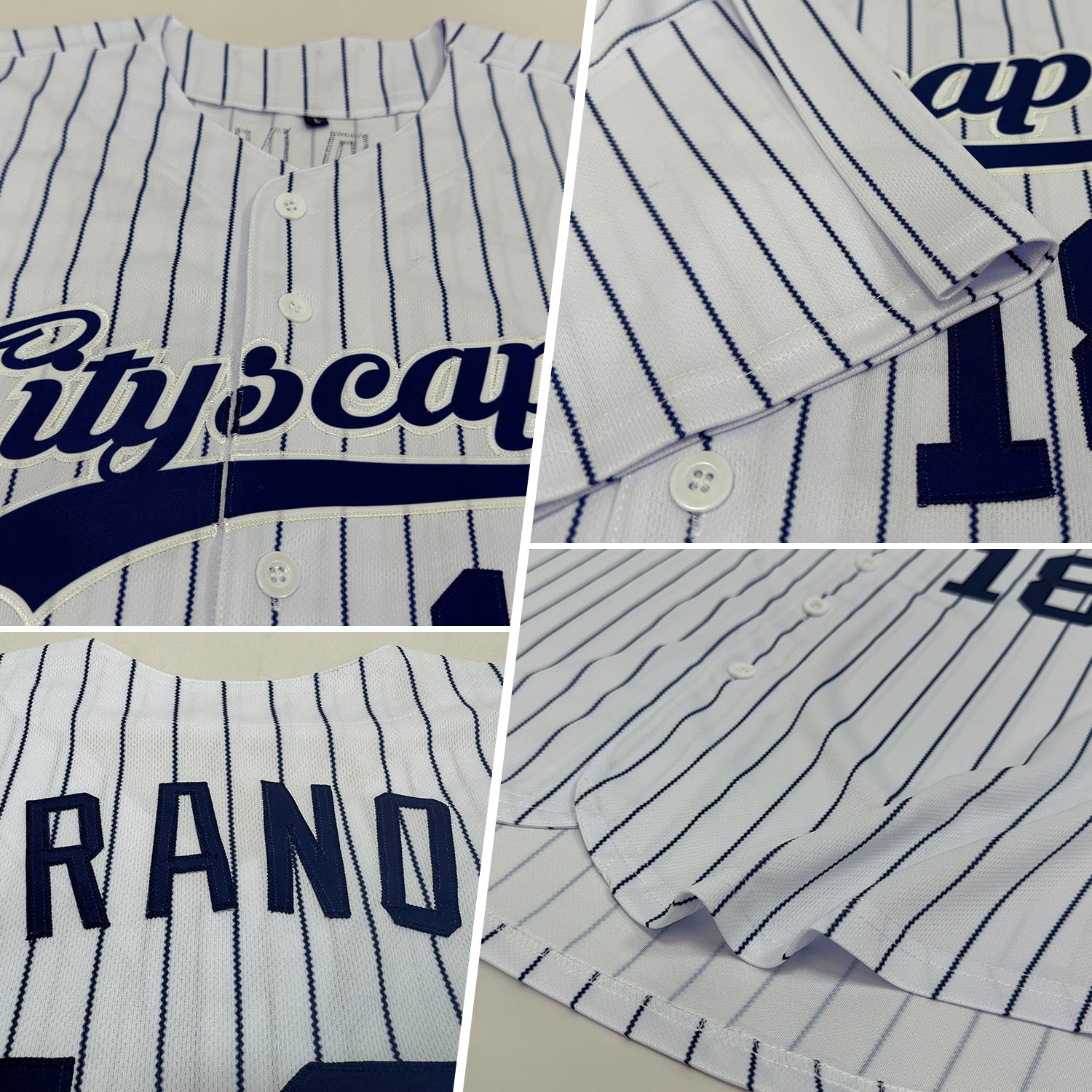 Custom White Navy Pinstripe Navy Authentic Baseball Jersey