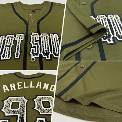 Custom Olive Black-Cream Authentic Drift Fashion Salute To Service Baseball Jersey