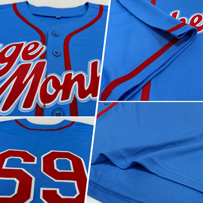 Custom Powder Blue Red-White Authentic Baseball Jersey