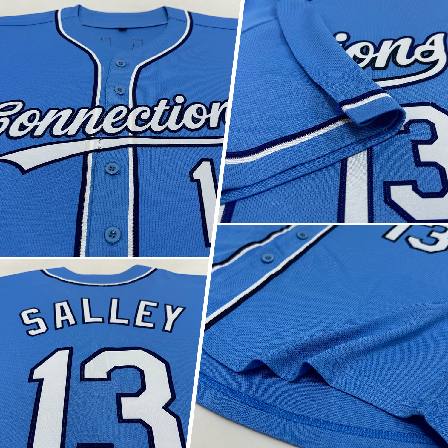 Custom Powder Blue White-Navy Authentic Baseball Jersey