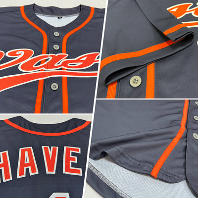 Custom Steel Gray Orange-White Authentic Baseball Jersey
