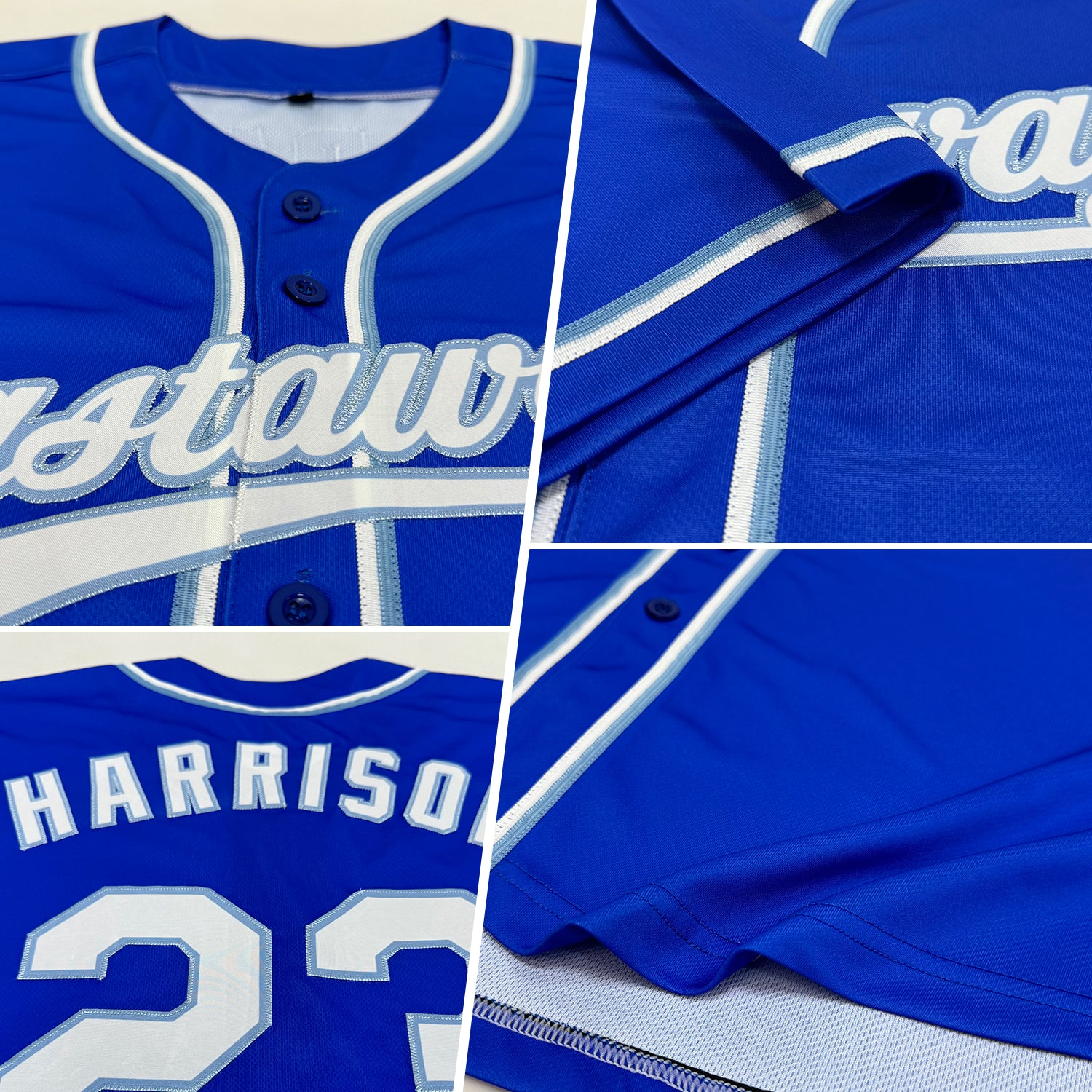 Custom Thunder Blue White-Light Blue Authentic Baseball Jersey