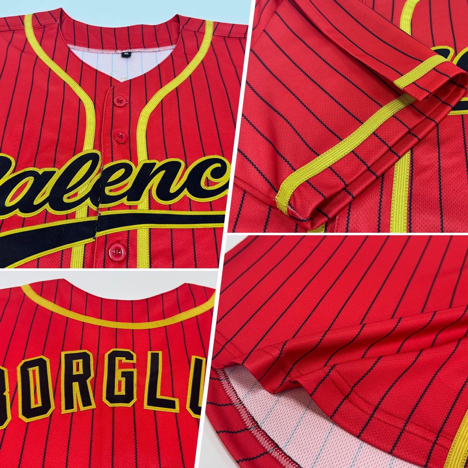 Custom Red Black Pinstripe Old Gold Authentic Baseball Jersey