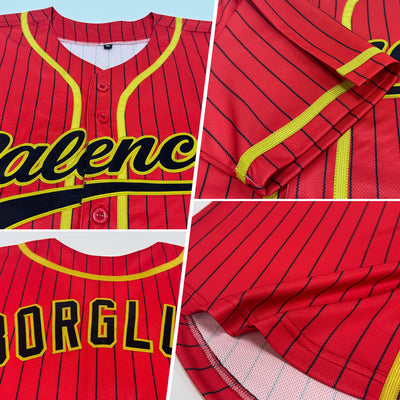 Custom Red Black Pinstripe Old Gold Authentic Baseball Jersey