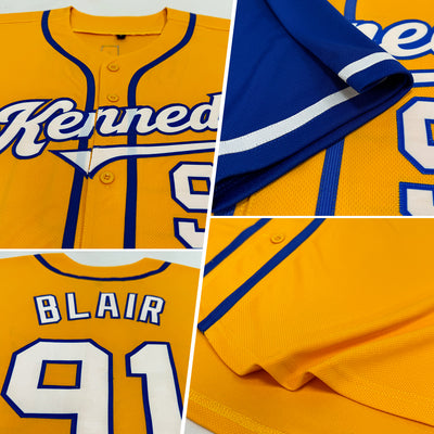 Custom Gold White-Royal Authentic Two Tone Baseball Jersey