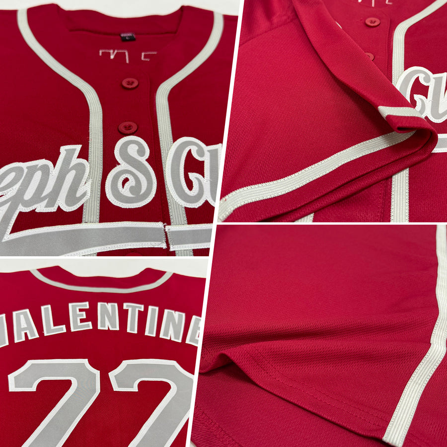 Custom Crimson Gray-White Authentic Baseball Jersey