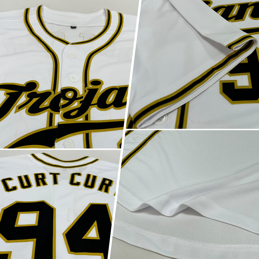 Custom White Black-Old Gold Authentic Baseball Jersey