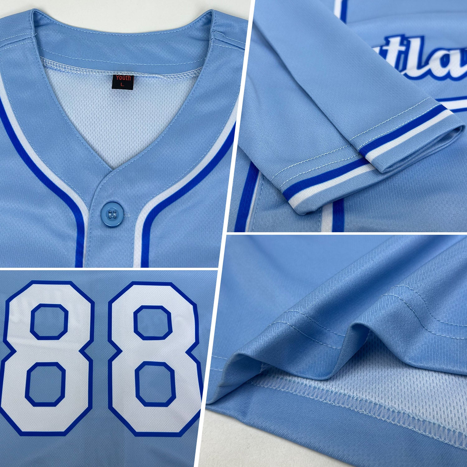 Custom Light Blue White-Royal Authentic Baseball Jersey