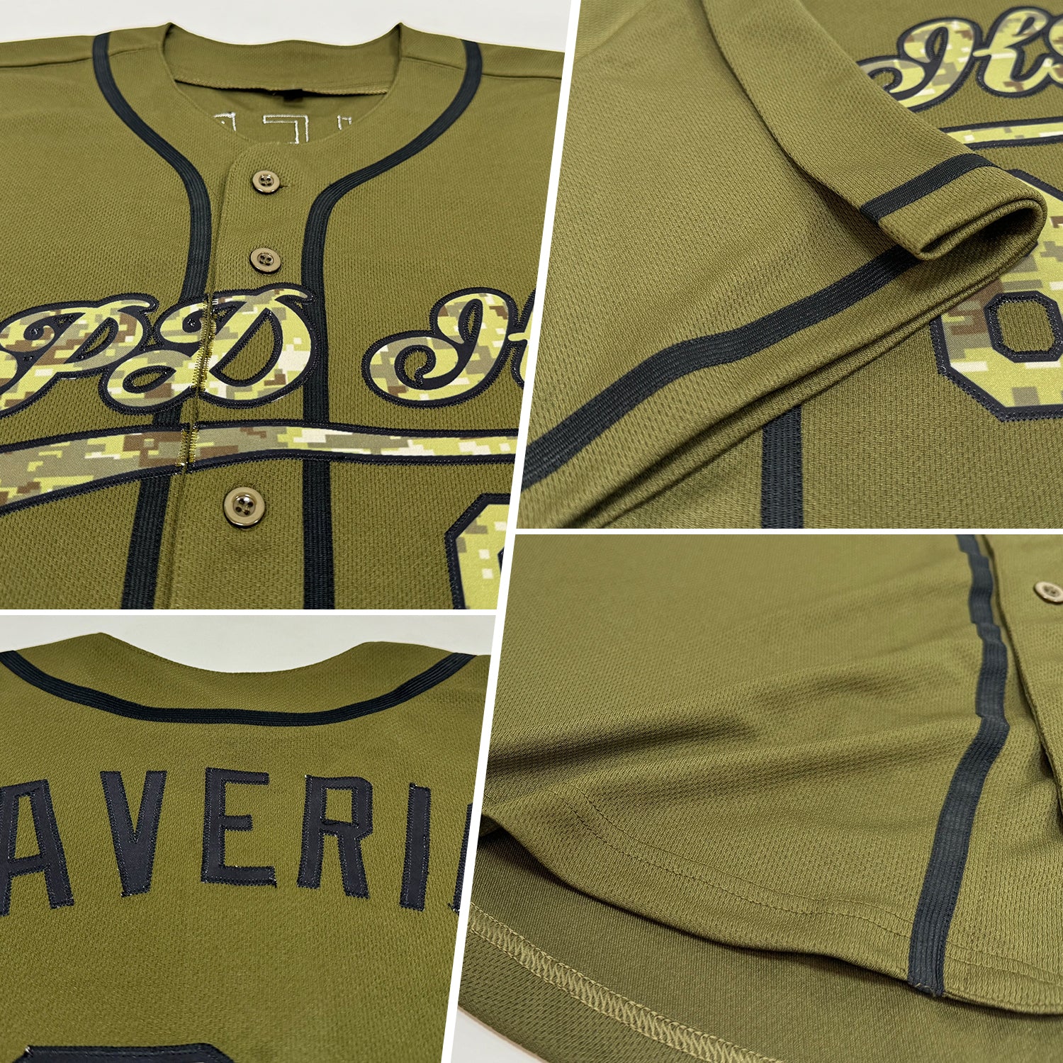 Custom Olive Camo-Black Authentic Salute To Service Baseball Jersey