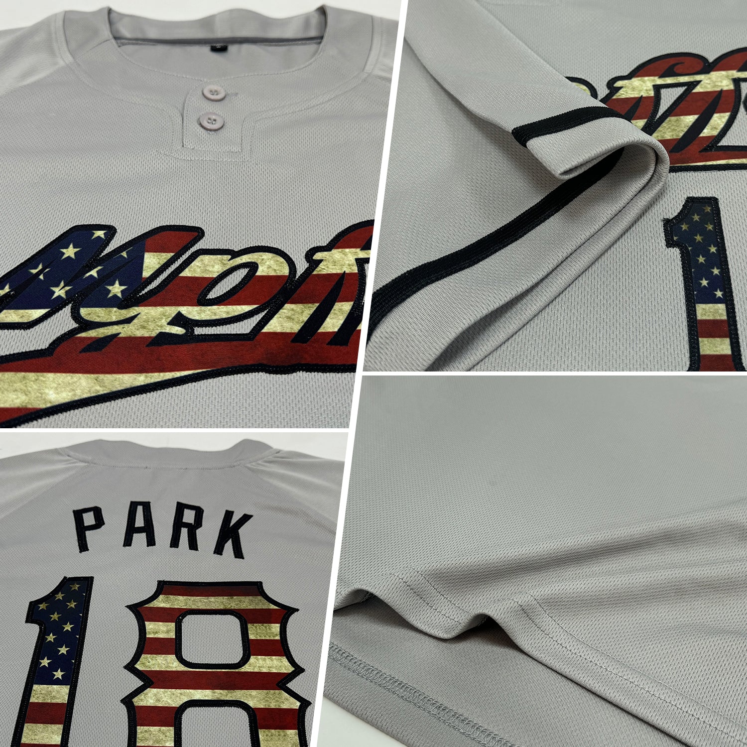 Custom Gray Vintage USA Flag-Black Two-Button Unisex Softball Jersey