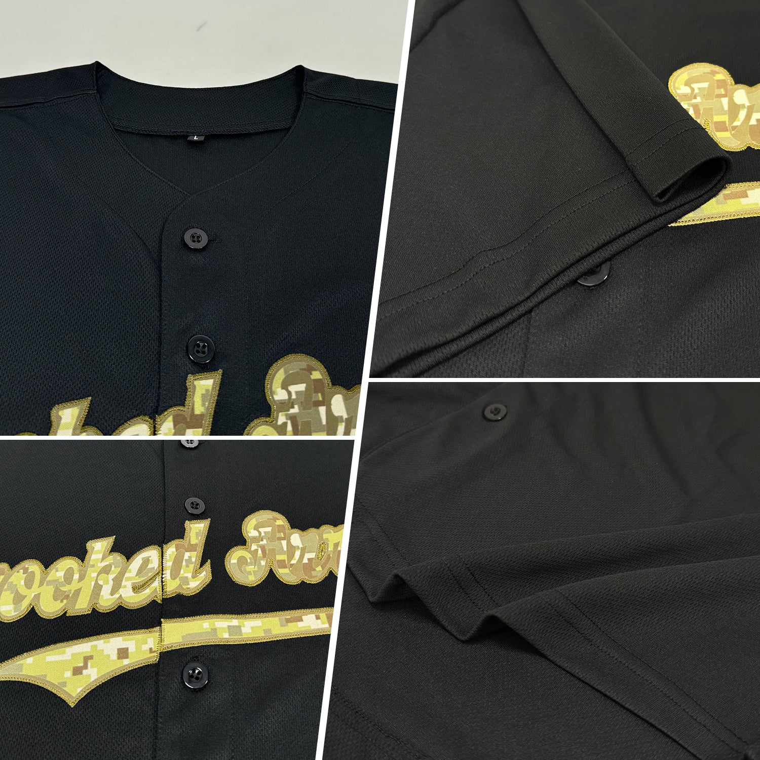 Custom Black Camo-Olive Authentic Baseball Jersey