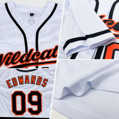Custom White Black-Orange Authentic Baseball Jersey