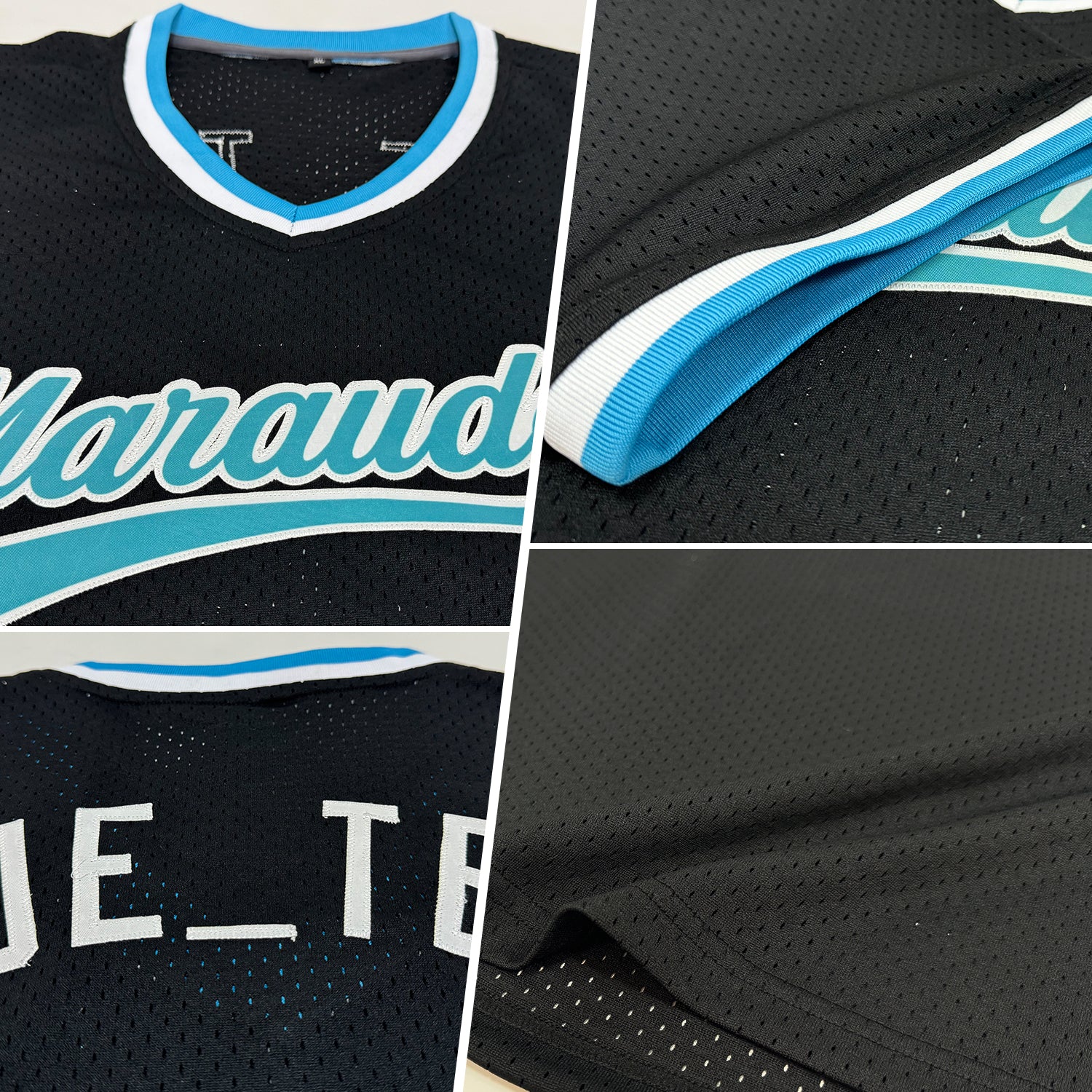 Custom Black Teal-White Authentic Throwback Baseball Jersey