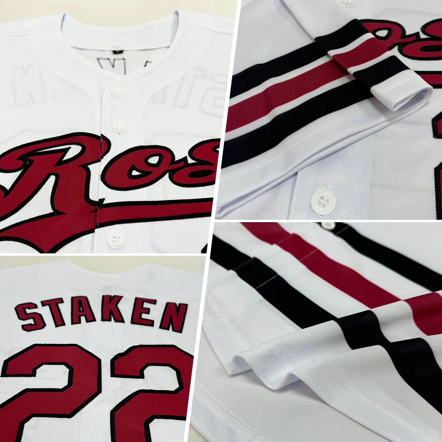 Custom White Crimson-Black Line Authentic Baseball Jersey