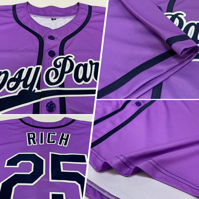 Custom Medium Purple Navy-White Authentic Baseball Jersey