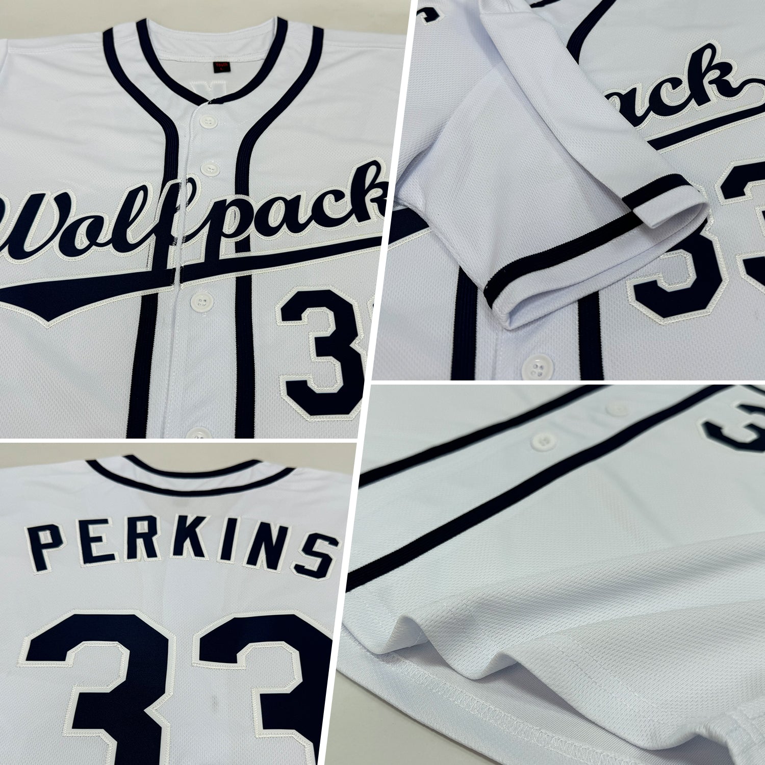 Custom White Navy Baseball Jersey