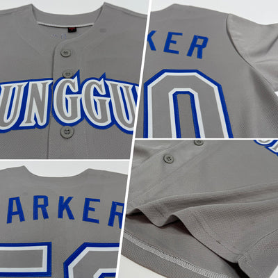 Custom Gray Gray Royal Authentic Baseball Jersey