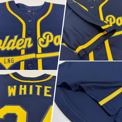 Custom Navy Gold Authentic Baseball Jersey
