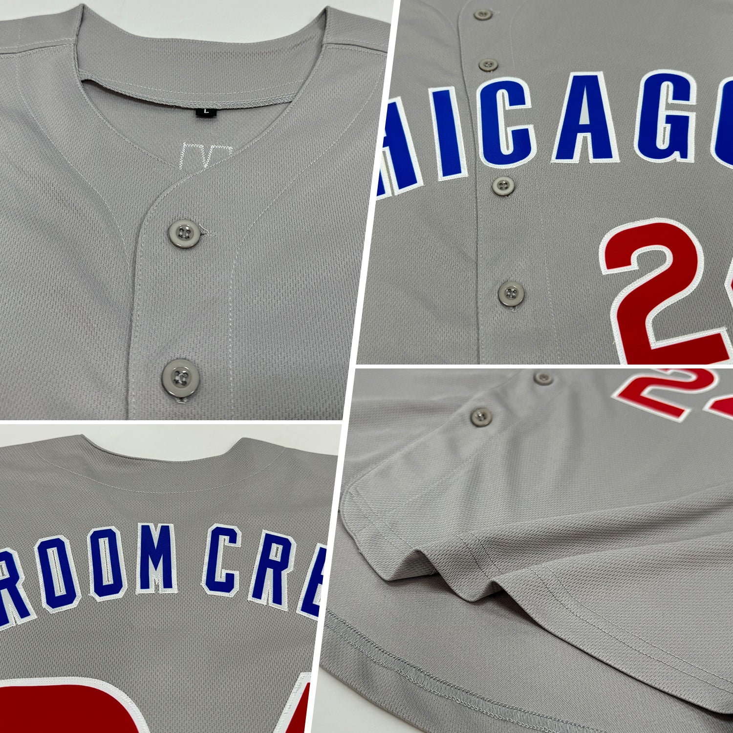 Custom Gray Red-Royal Baseball Jersey