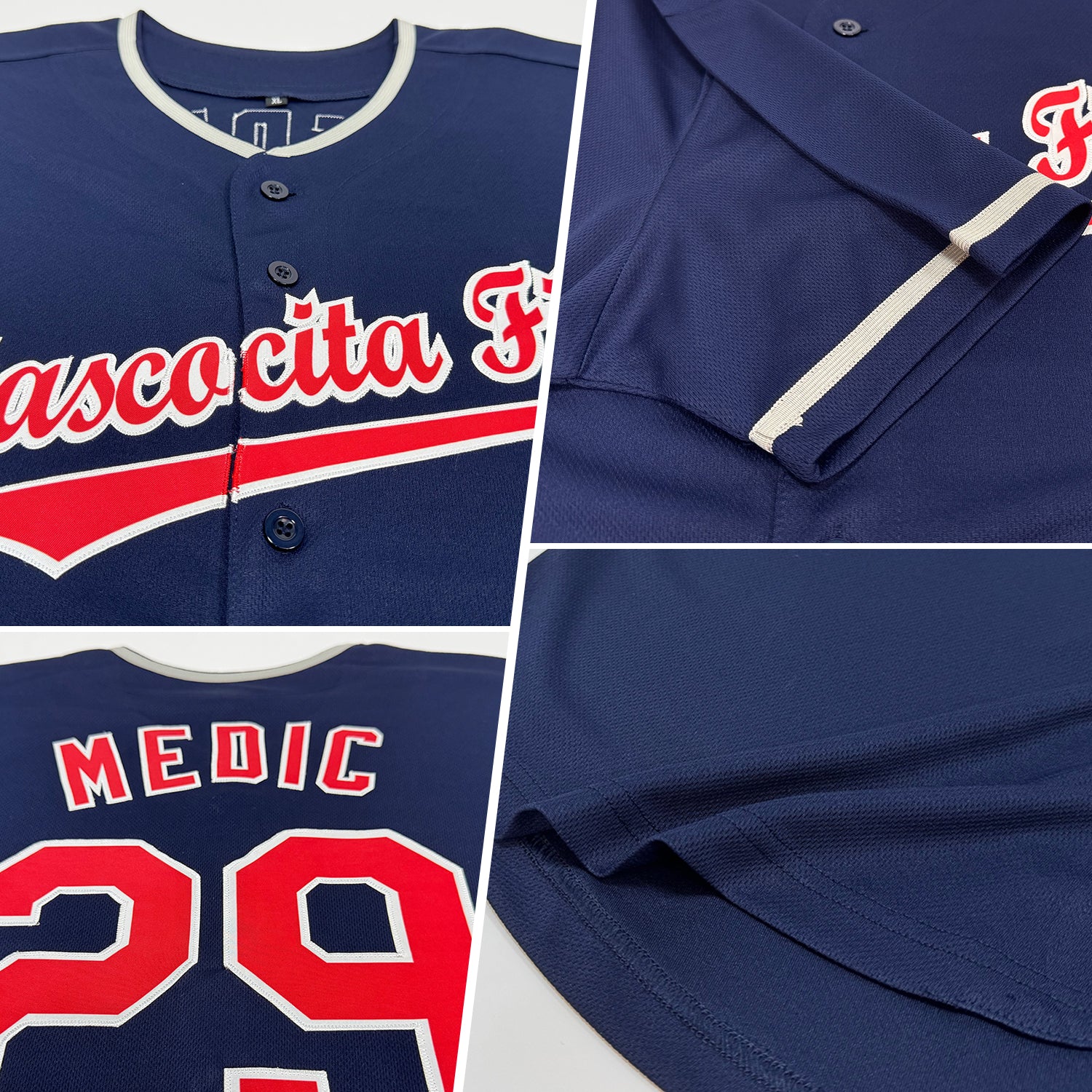 Custom Navy Red-White Baseball Jersey