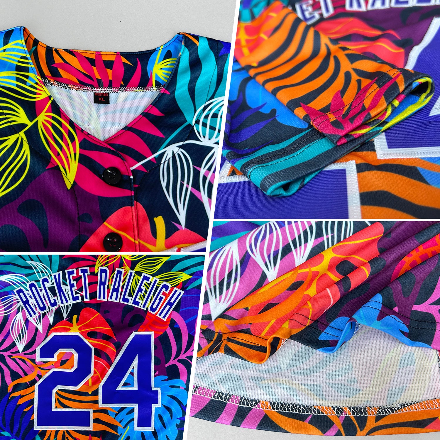 Custom White Purple-White 3D Pattern Design Hawaii Palm Trees Authentic Baseball Jersey