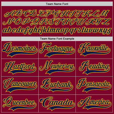 Custom Maroon Navy-Gold Hockey Lace Neck Jersey