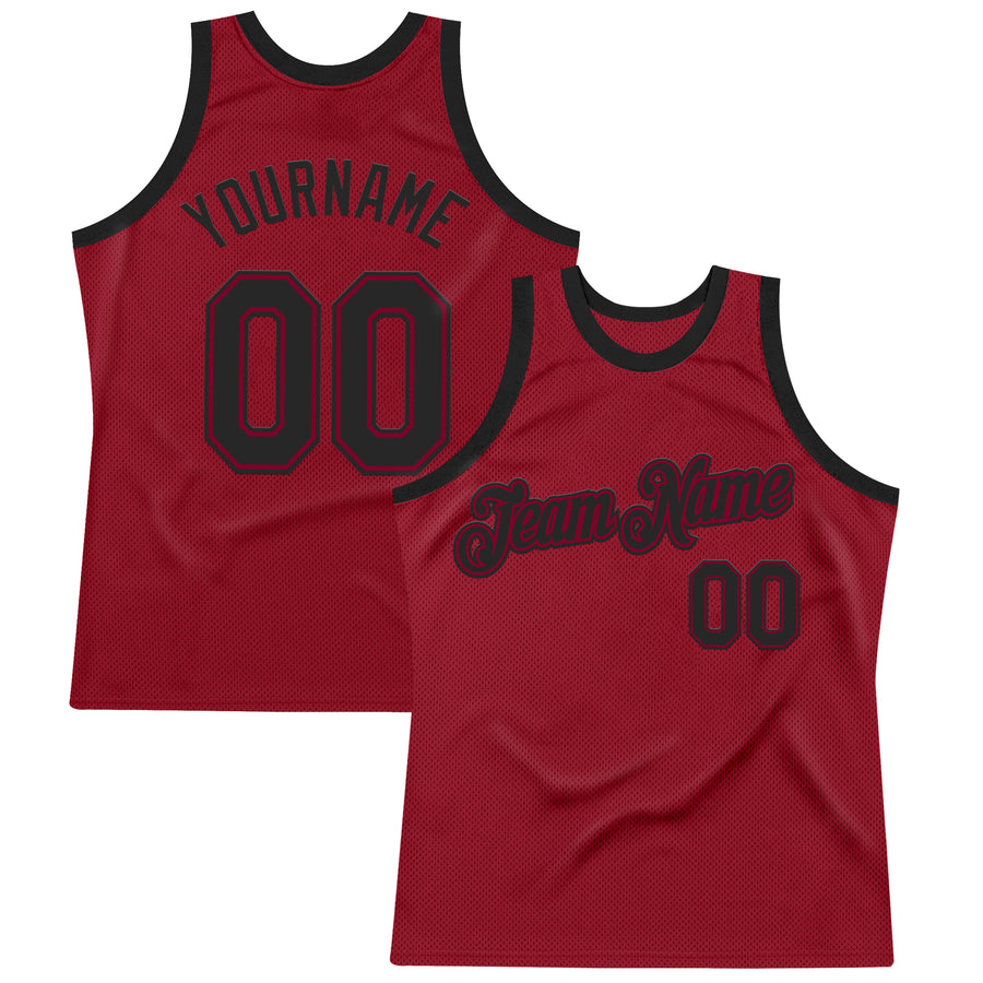 Custom Maroon Black Authentic Throwback Basketball Jersey