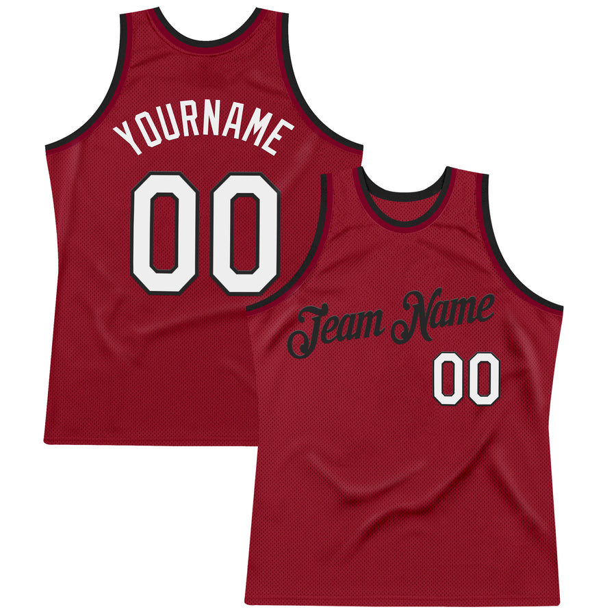 Custom Maroon White-Black Authentic Throwback Basketball Jersey