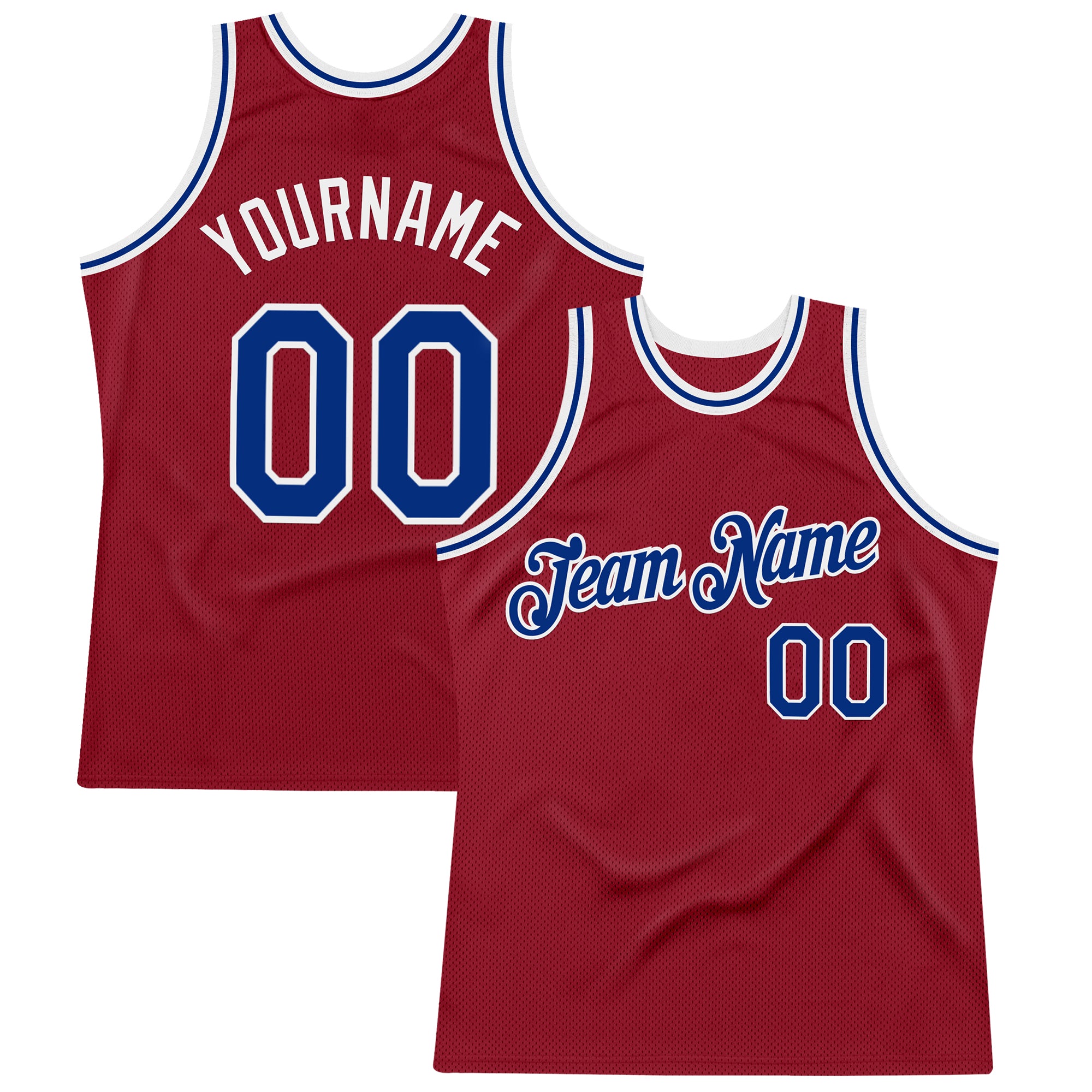 Custom Maroon Royal-White Authentic Throwback Basketball Jersey