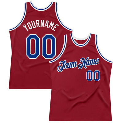 Custom Maroon Royal-White Authentic Throwback Basketball Jersey