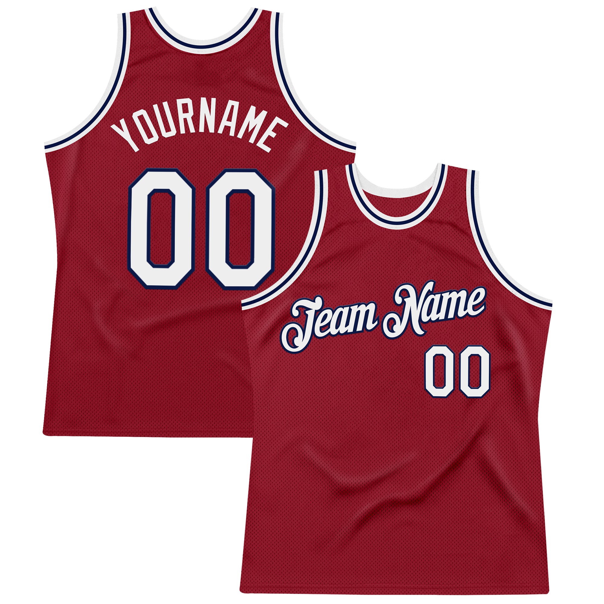 Custom Maroon White-Navy Authentic Throwback Basketball Jersey